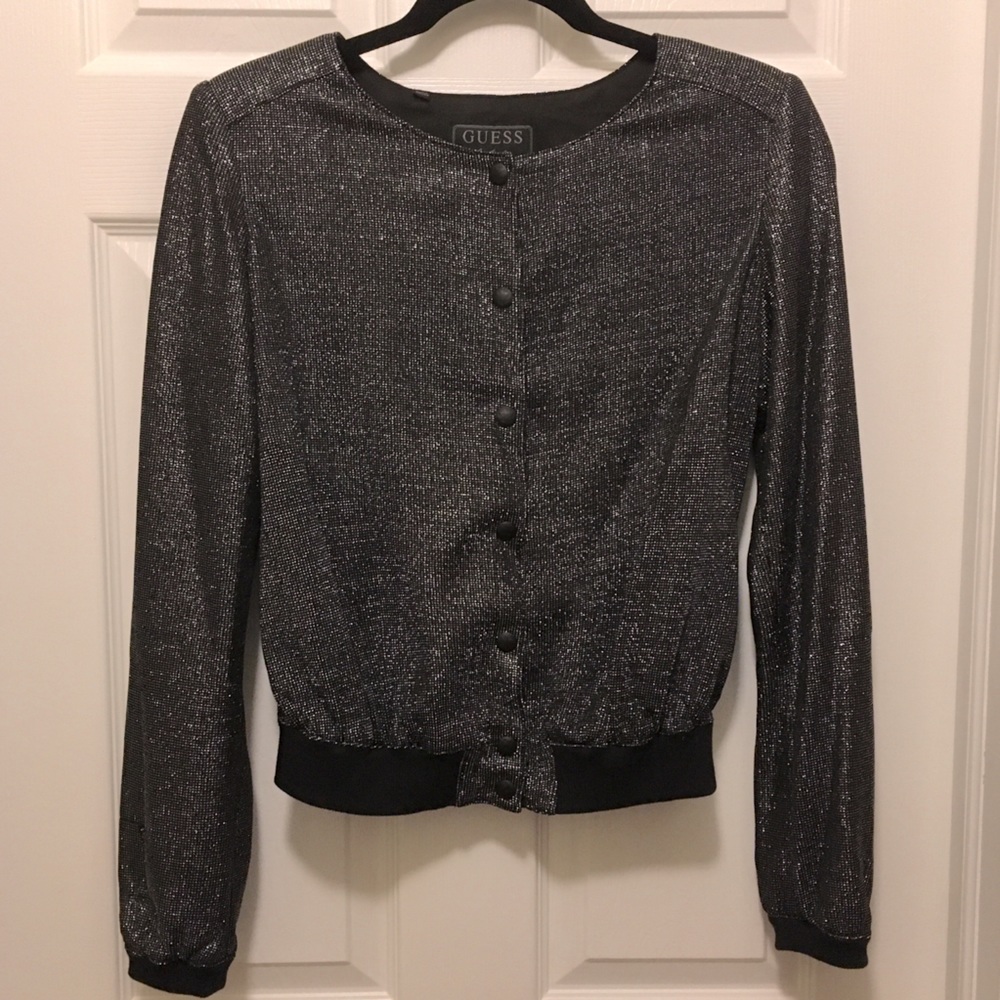 💚 SALE 💚 Rare Shimmering Black Bomber - NWOT - Picture 1 of 9